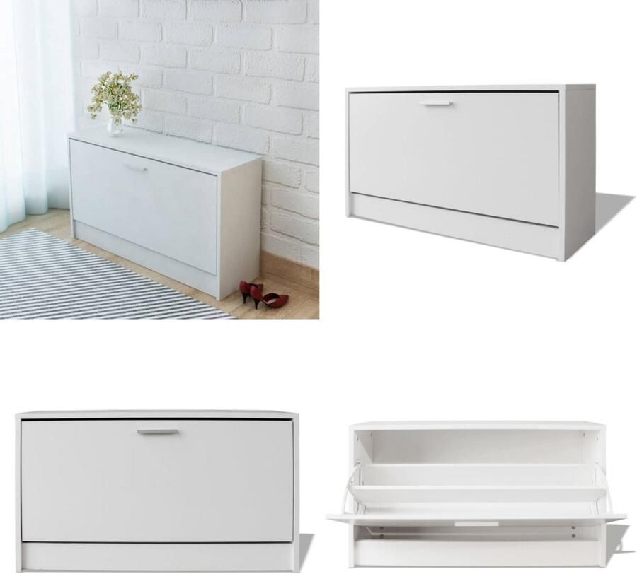 VidaXL Schoenen opbergkast 80x24x45 cm wit Schoenenbankje Schoenenbankjes Halbankje Opbergbankje