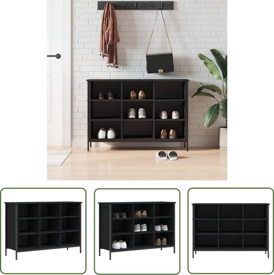 The Living Store Schoenenkast naam Opbergruimte voor Schoenen 100 x 35 x 70 cm Zwart Schoenenkast Schoenen Organisatie Schoenuitlegers Bergruimte Kast - Foto 2
