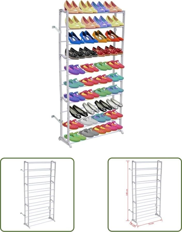 The Living Store Schoenenrek 10-laags Schoenenrek Schoenen Organisatie Schoenen Kast Entree Meubilair Opbergruimte - Foto 2