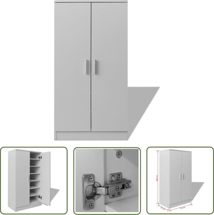The Living Store Inklapbare Tafel Wandtafel 100x60x56 cm Wit Schoenenkast Schoenen Rek Meubels Opslag Organisatie