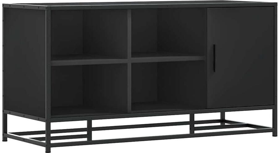 VidaXL Schoenenbank 100x40x53 5 cm bewerkt hout en metaal zwart Schoenenbankje Schoenenbankjes Halbankje Opbergbankje