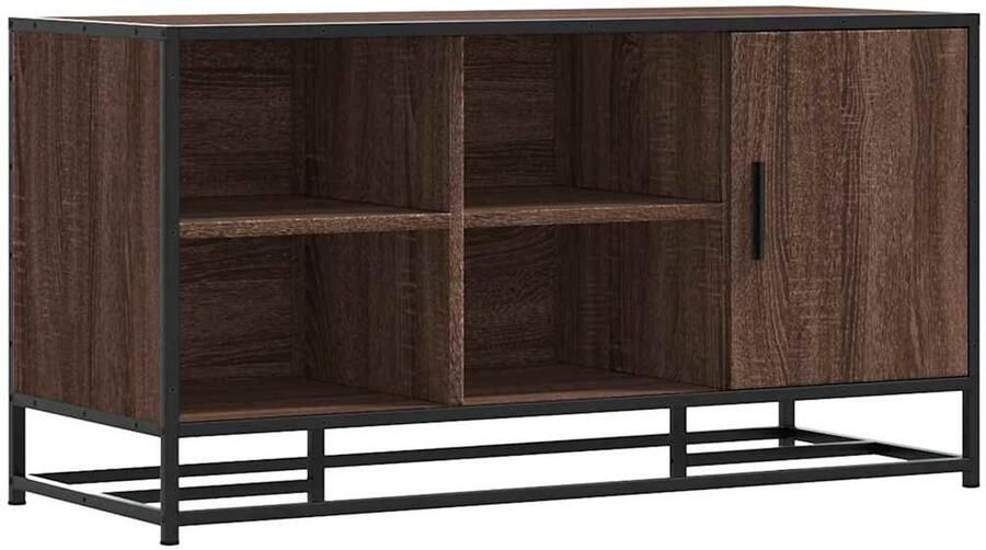 VidaXL Schoenenbank 100x40x53 5 cm bewerkt hout en metaal bruin eiken Schoenenbank Schoenuitlegger Entree Bank Hallenkasten Houten Schoenenrek