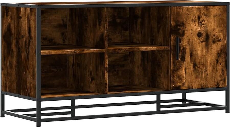 VidaXL Schoenenbank Gerookt Eiken & Metaal Schoenenbankje Schoenenbankjes Halbankje Opbergbankje