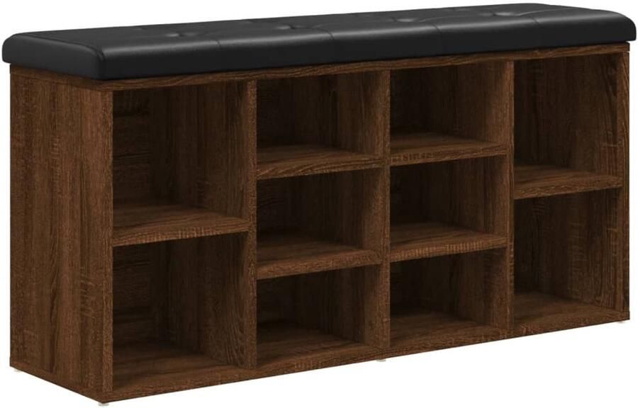 VidaXL Schoenenbank 102x32x50 cm bewerkt hout bruin eikenkleur Schoenenbankje Schoenenbankjes Halbankje Opbergbankje