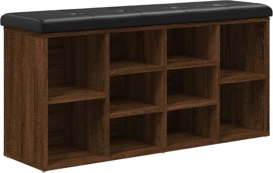 VidaXL Schoenenbank 102x32x50 cm bewerkt hout bruin eikenkleur Schoenenbank Houten Schoenenbank Bruine Schoenenbank Entryway Furniture Hall Bench - Foto 2