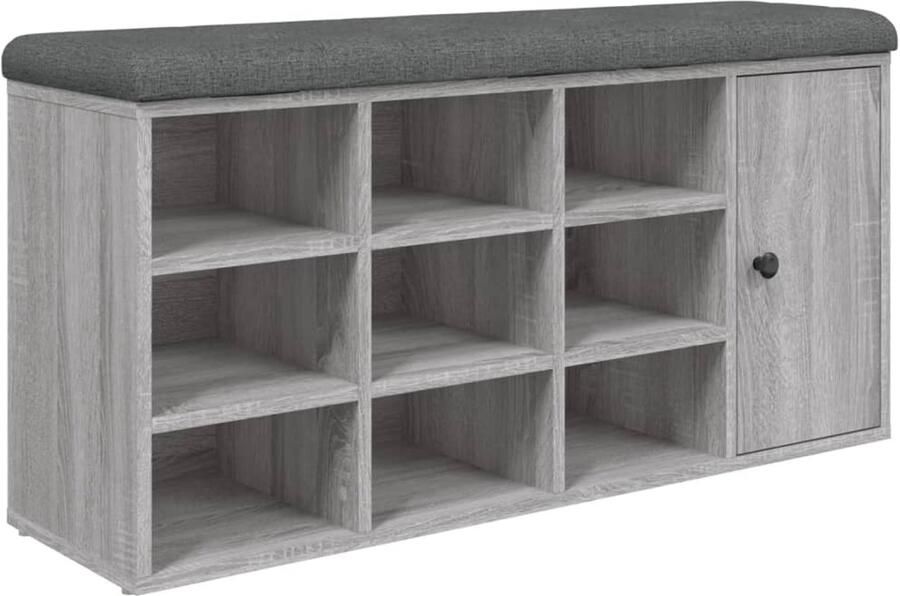 VidaXL Schoenenbank 102x32x50 cm bewerkt hout grijs sonoma eikenkleur Schoenenbank Grijze Schoenenbank Houten Schoenenbank Schoenenkast Entreemeubel