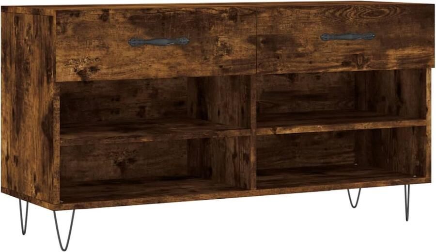 Prolenta Premium INFIORI Schoenenbank 102x35x55 cm bewerkt hout gerookt eikenkleurig - Foto 2