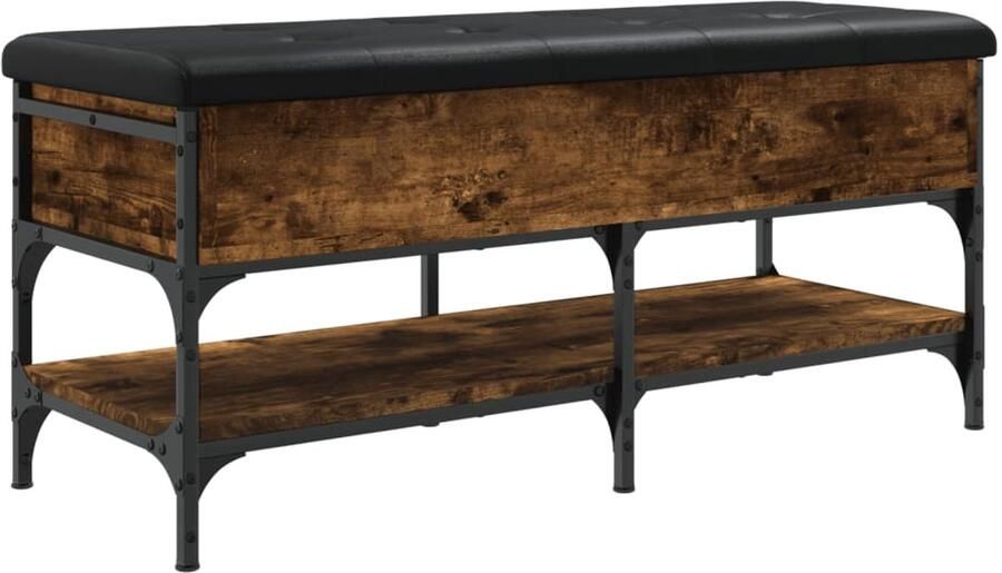 VidaXL Schoenenbank 102x42x45 cm bewerkt hout gerookt eikenkleurig Schoenenbankje Schoenenbankjes Halbankje Opbergbankje
