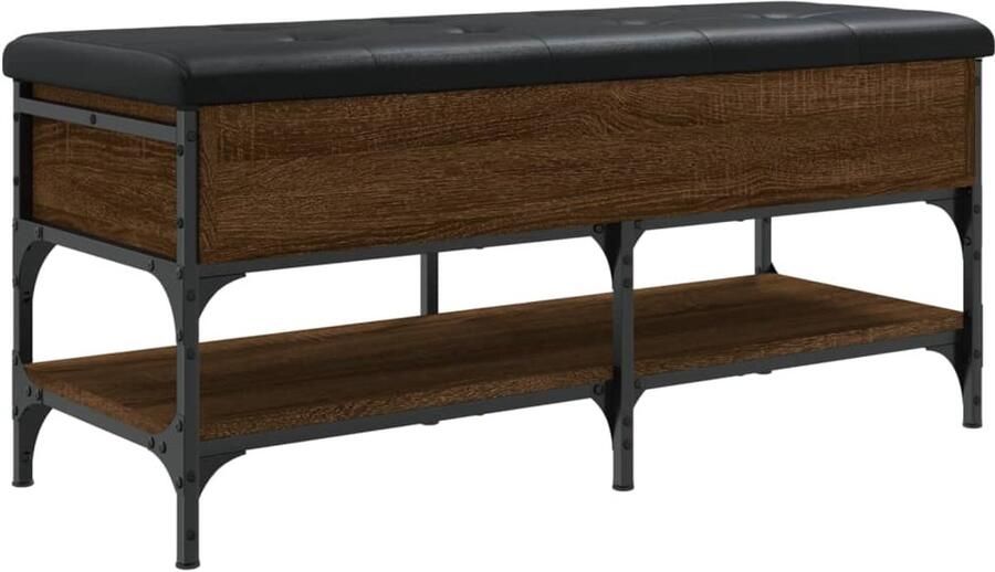 VidaXL Schoenenbank 102x42x45 cm bewerkt hout sonoma eikenkleurig Schoenenbank Schoenenkast Halmeubilair Ontlasters Bruine Eiken Kleur