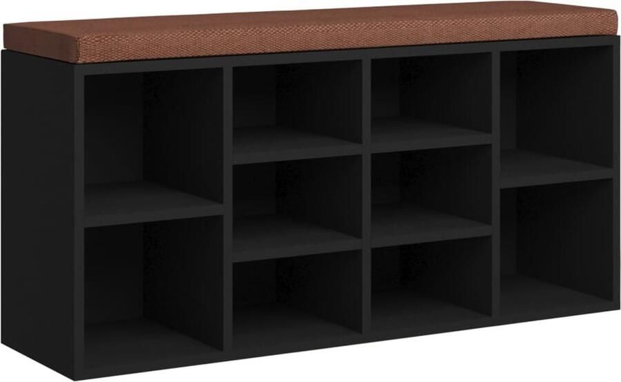 VidaXL Schoenenbank 103x30x48 cm Zwart Bewerkt hout Schoenenbank Schoenuitlegger Bergruimte Opbergmeubels Houten Bank Zwarte Meubelen Entreebank Halmeubel Design Bank