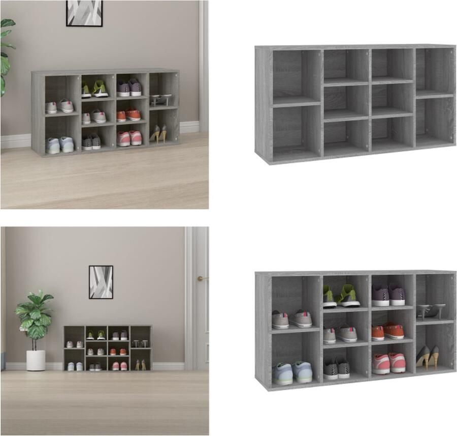 VidaXL Schoenenbank 103x30x54-5 cm bewerkt hout grijs sonoma eiken Schoenenbank Schoenenbanken Opbergbank Schoenenkast