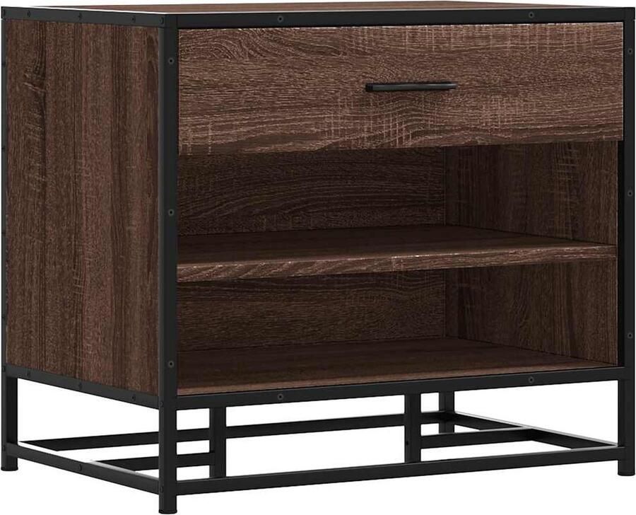 VidaXL Schoenenbank Bruin Eiken 60x40x53 5 cm Schoenenbankje Schoenenbankjes Halbankje Opbergbankje