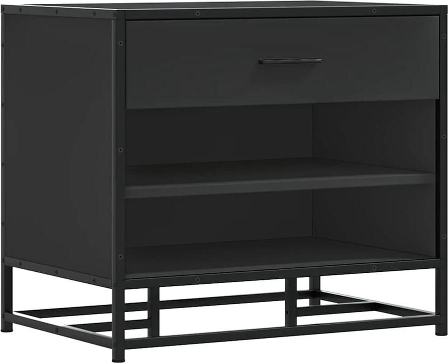 VidaXL Schoenenbankje Schoenenbankjes Halbankje Opbergbankje Schoenenbank 60x40x53 5 cm bewerkt hout en metaal zwart