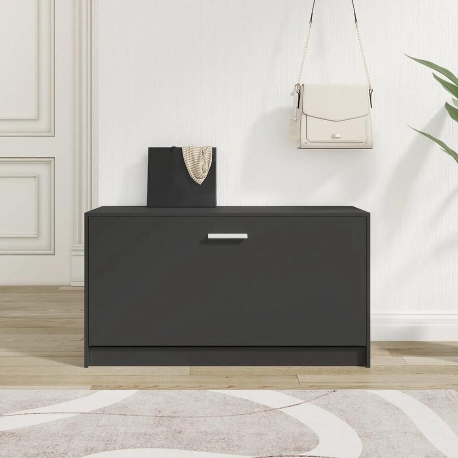VidaXL Schoenenbank 80x24x45 cm Zwart Schoenenbank Schoenuitleg Houten Bank Opbergbank Kast Binnenhuisdecoratie Entryway Furniture Modern Meubilair Zwart Meubilair - Foto 2
