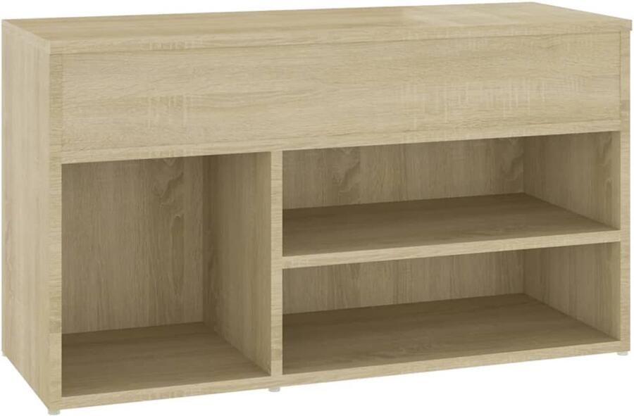 VidaXL Schoenenbank 80x30x45 cm Sonoma eiken Schoenenbank Opbergbank Houten Bank Bruine Bank Salontafel Entree Meubilair Bergruimte Organisatie Eiken Kleurtje Scandinavische Stijl