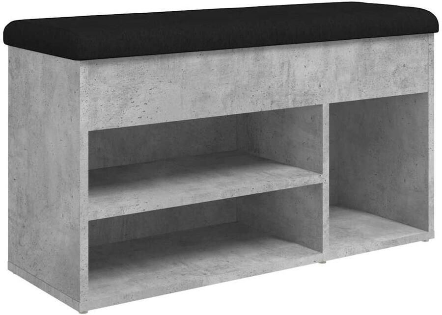 VidaXL Schoenenbank 82x32x45 5 cm bewerkt hout betongrijs Schoenenbankje Schoenenbankjes Halbankje Opbergbankje