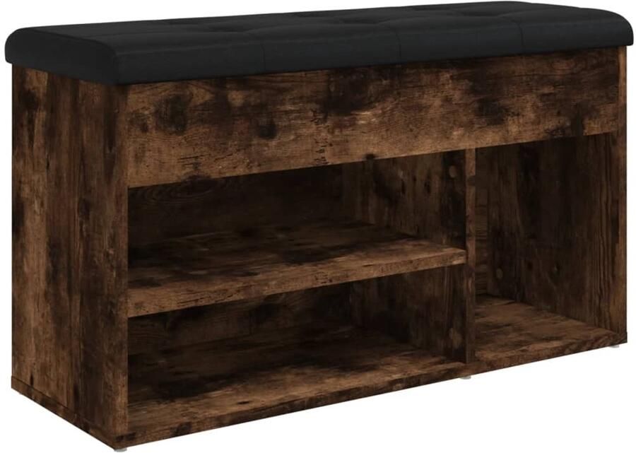 VidaXL Schoenenbank 82x32x45 5 cm bewerkt hout gerookt eikenkleurig Schoenenbankje Schoenenbankjes Halbankje Opbergbankje