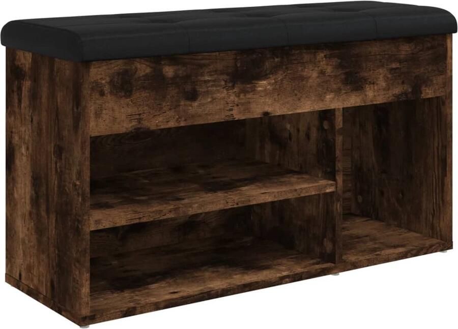 VidaXL Schoenenbank 82x32x45 5 cm Gerookt Eiken Schoenenbankje Schoenenbankjes Halbankje Opbergbankje