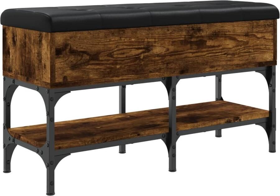 VidaXL Schoenenbank 82x32x45 cm bewerkt hout gerookt eikenkleurig Schoenenbankje Schoenenbankjes Halbankje Opbergbankje