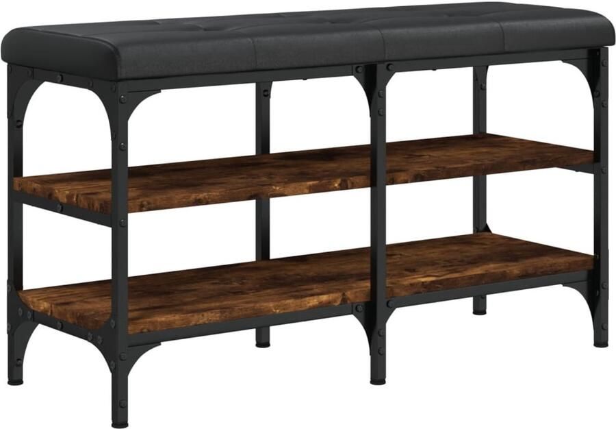 VidaXL Schoenenbank 82x32x47 cm bewerkt hout gerookt eikenkleurig Schoenenbankje Schoenenbankjes Halbankje Opbergbankje