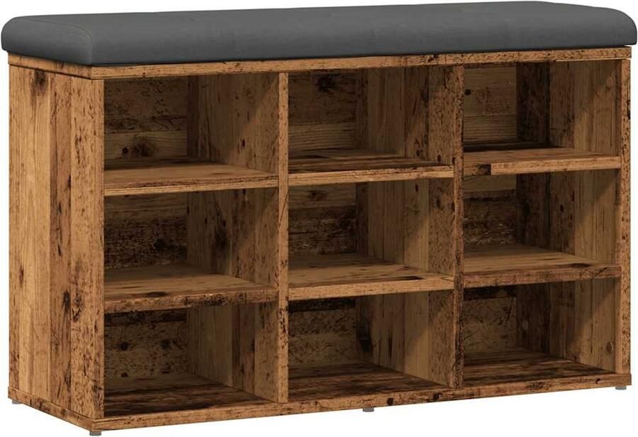 VidaXL Schoenenbank met kussen 82x32x50 cm Schoenenbank Bankschikking Opbergbanken Entree Meubilair Houten Bank Vintage Bank Stoere Bank Multifunctioneel Meubilair Comfort Bank Schoenuitlegger