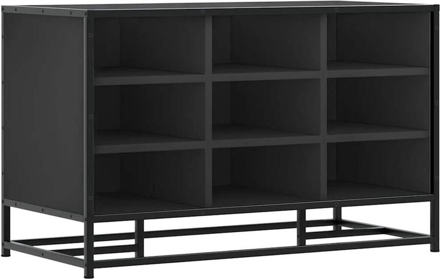 VidaXL Schoenenbank 84x40x53 5 cm bewerkt hout en metaal zwart Schoenenbank Houten Schoenenbank Zwarte Schoenenbank Schoenenrek Entree Bank