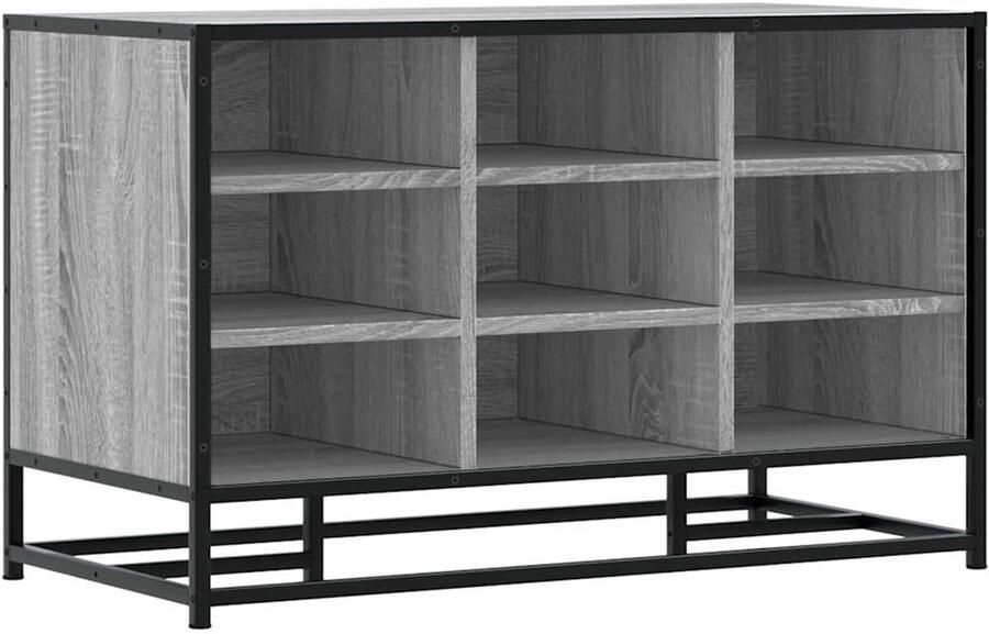 VidaXL Schoenenbankje Schoenenbankjes Halbankje Opbergbankje Schoenenbank 84x40x53 5 cm bewerkt hout en metaal grijs sonoma
