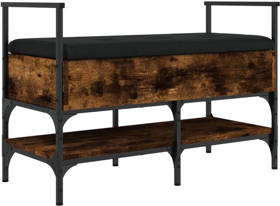 VidaXL Schoenenbankje Schoenenbankjes Halbankje Opbergbankje Schoenenbank 85 5x42x57 5 cm bewerkt hout gerookt eikenkleurig