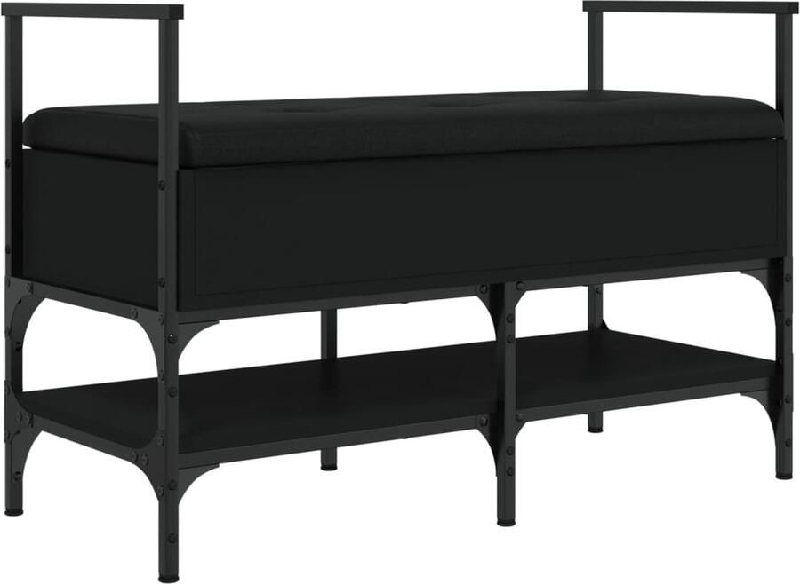 VidaXL -Schoenenbank-85 5x42x57 5-cm-bewerkt-hout-zwart - Foto 2