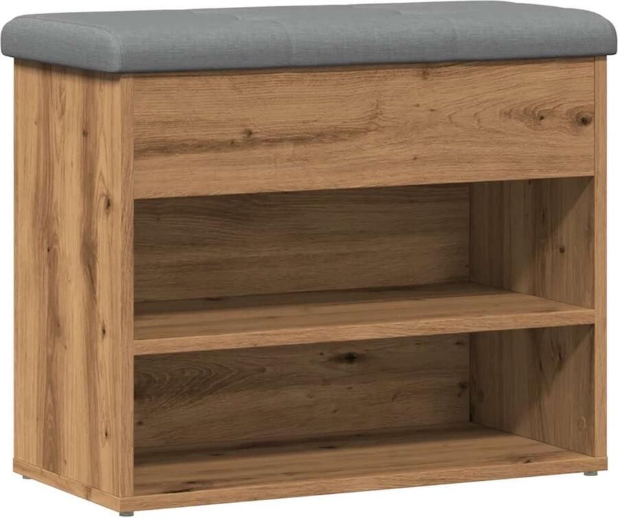 VidaXL Schoenenbank Artisan Eiken 62x32x50 cm Schoenenbankje Schoenenbankjes Halbankje Opbergbankje