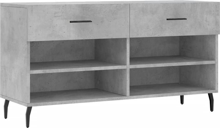 VidaXL Schoenenbank Betongrijs Bewerkt Hout 102 cm Schoenenbank Opbergbank Schoenuitlegger Entreemeubilair Houten Bank Grijze Bank Industrieel Meubilair