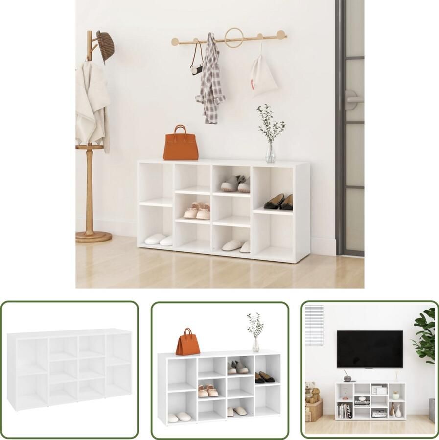VidaXL Schoenenbank Bewerkt hout Wit 103x30x54 5 cm Garderobebank Schoenenbank Schoenenkasten Interieurdecoratie Meubels Opslagruimte Organisatie Schoenuitlegger Wit Houten Bank Modern Design