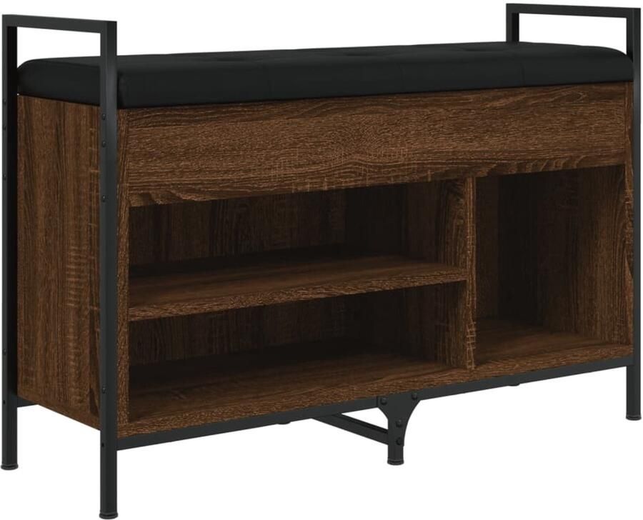 VidaXL Schoenenbankje Schoenenbankjes Halbankje Opbergbankje Schoenenbank 85 5x32x57 5 cm bewerkt hout bruin eikenkleur
