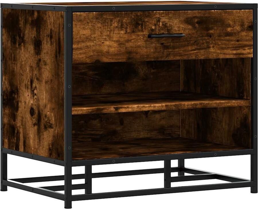 VidaXL Schoenenbank gerookt eiken 60x40x53 5 cm Schoenenbankje Schoenenbankjes Halbankje Opbergbankje