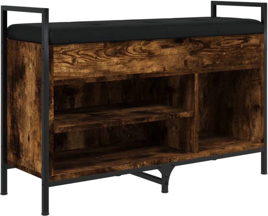 VidaXL Schoenenbank Gerookt Eiken 85 5 cm Schoenenbankje Schoenenbankjes Halbankje Opbergbankje - Foto 2