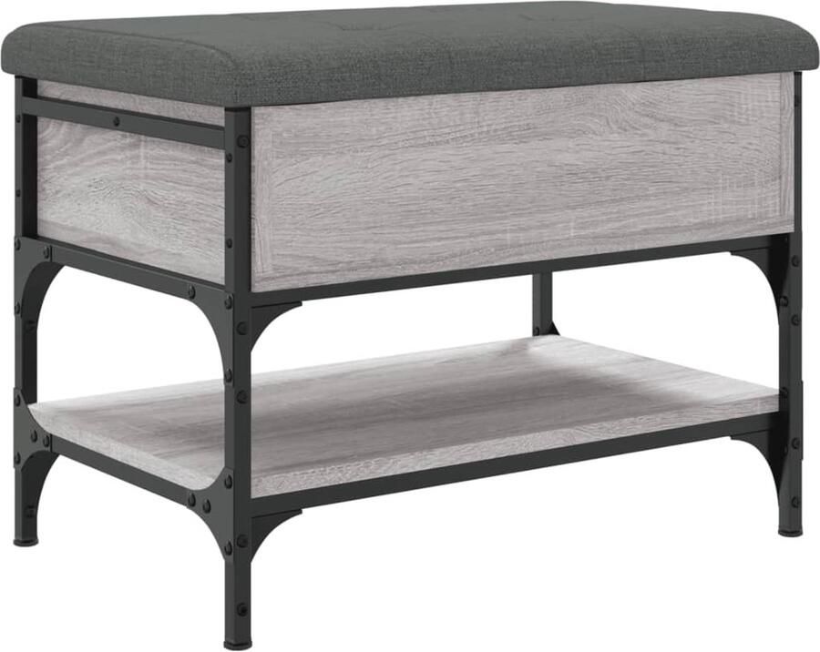 VidaXL Schoenenbank Grijs Sonoma Eiken 62x42x45 cm Schoenenbankje Schoenenbankjes Halbankje Opbergbankje