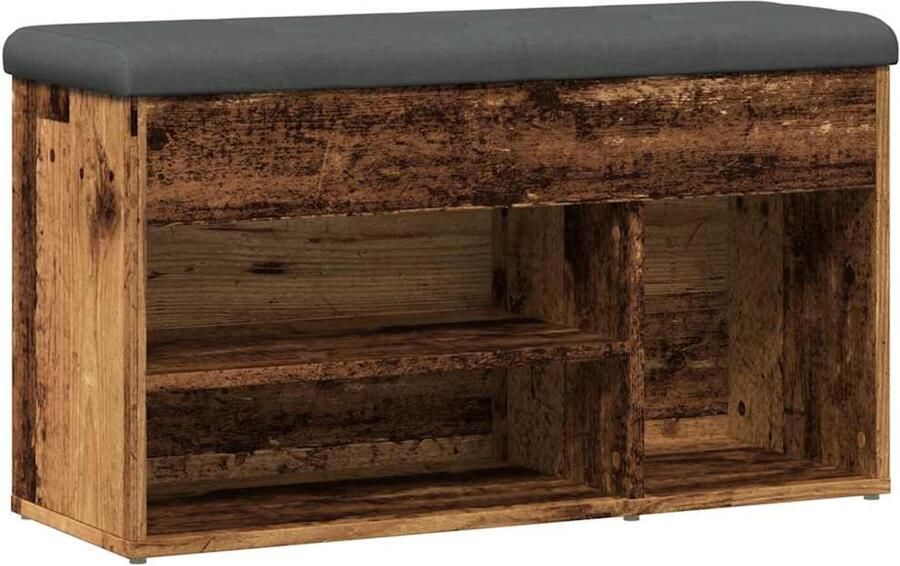 VidaXL Schoenenbank 82x32x45 5 cm bewerkt hout oud houtkleurig Schoenenbankje Schoenenbankjes Halbankje Opbergbankje