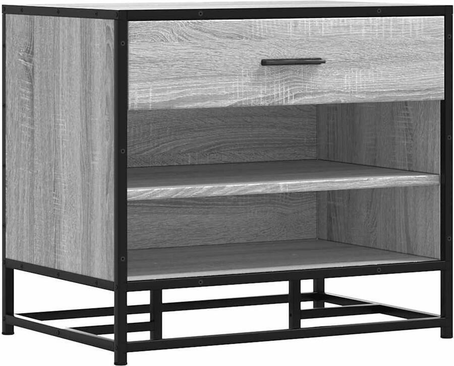 VidaXL Schoenenbank Hout & Metaal Grijs Sonoma Schoenenbankje Schoenenbankjes Halbankje Opbergbankje