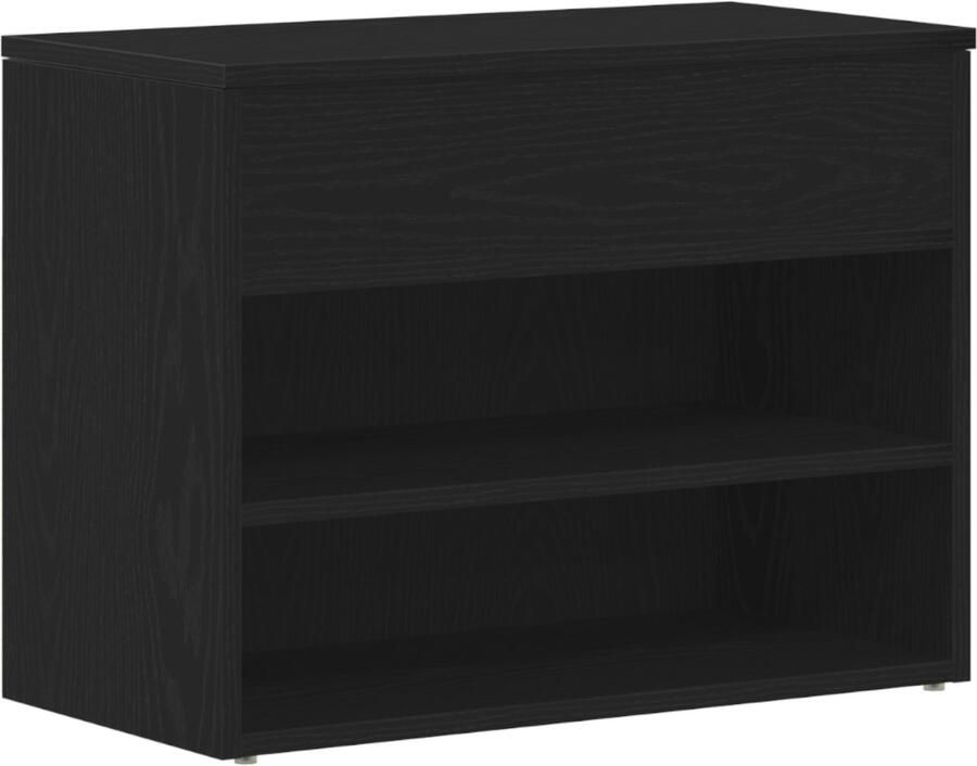 VidaXL Schoenenbank met plank Zwart eiken 60 x 30 x 45 cm Bewerkt hout