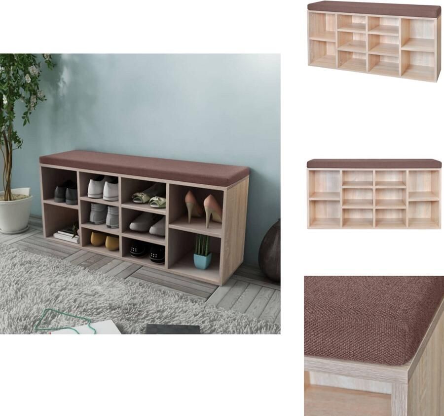 VidaXL Schoenenbank Schoenenbanken Halbank Halbanken Schoenenbank met 10 vakken eikenkleurig