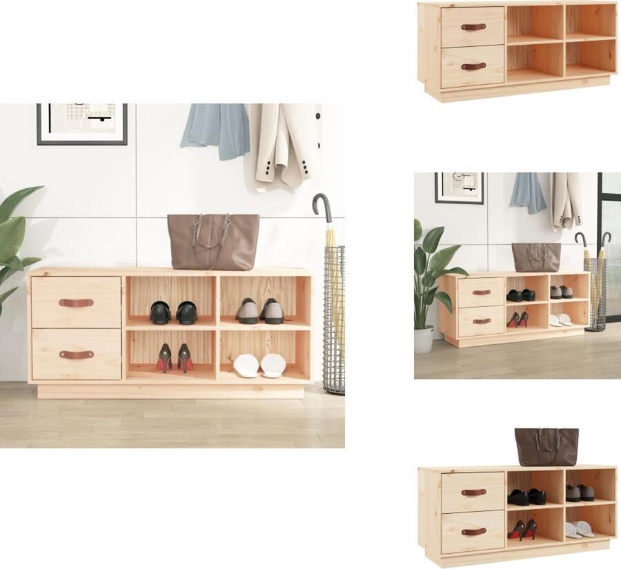 VidaXL Schoenenbank Schoenenbanken Opbergbank Schoenenkast Schoenenbank 100x34x45 cm massief grenenhout