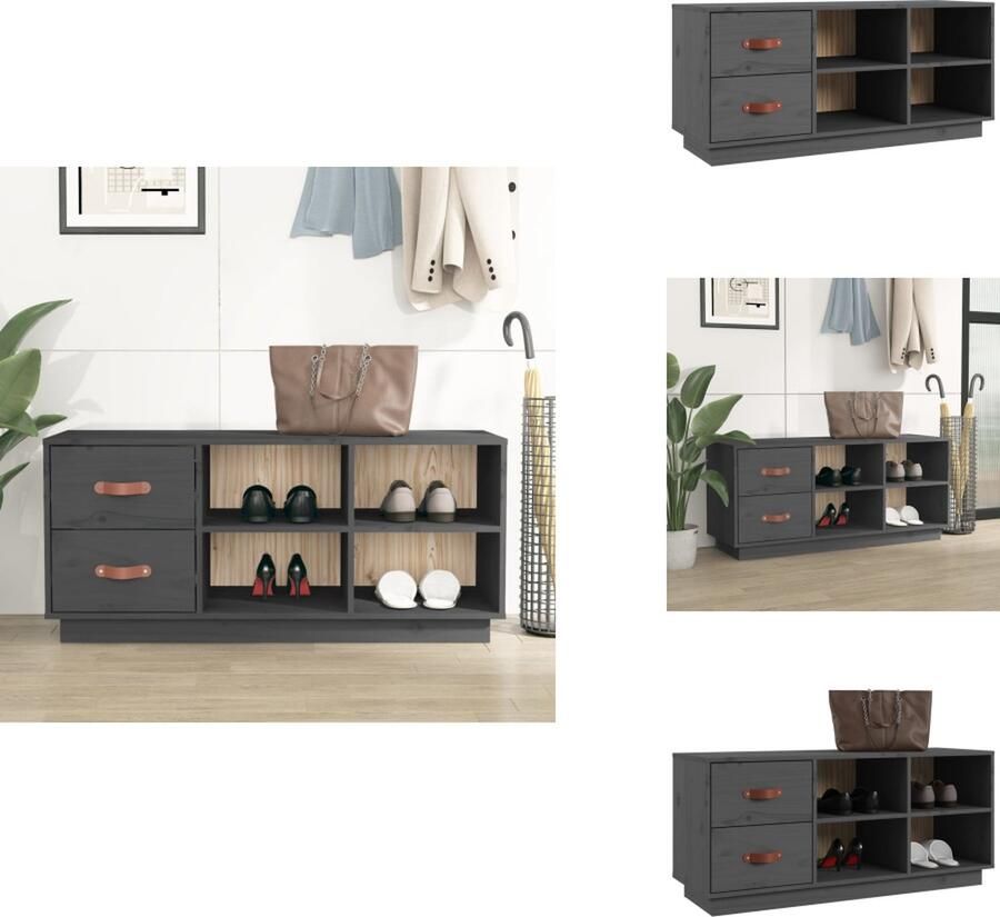 VidaXL Schoenenbank Schoenenbanken Opbergbank Schoenenkast Schoenenbank 100x34x45 cm massief grenenhout grijs