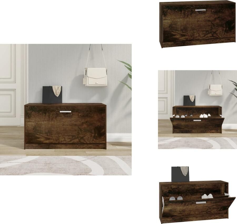 VidaXL Schoenenbank Schoenenbanken Opbergbank Schoenenkast Schoenenbank 80x24x45 cm bewerkt hout gerookt eiken