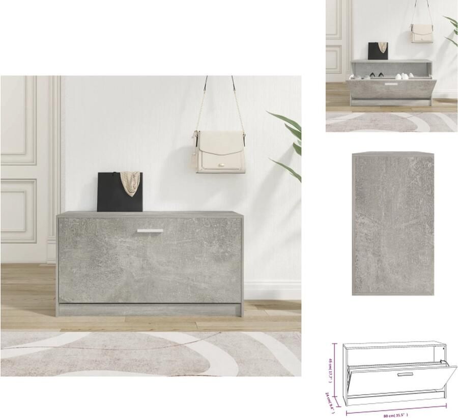 VidaXL Schoenenbank Schoenenbanken Opbergbank Schoenenkast Schoenenbank 80x24x45 cm bewerkt hout betongrijs