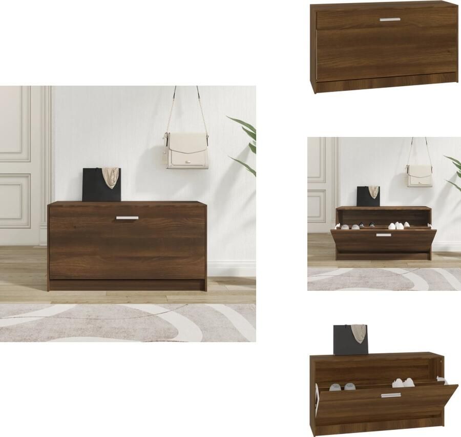 VidaXL Schoenenbank Schoenenbanken Opbergbank Schoenenkast Schoenenbank 80x24x45 cm bewerkt hout bruineikenkleurig