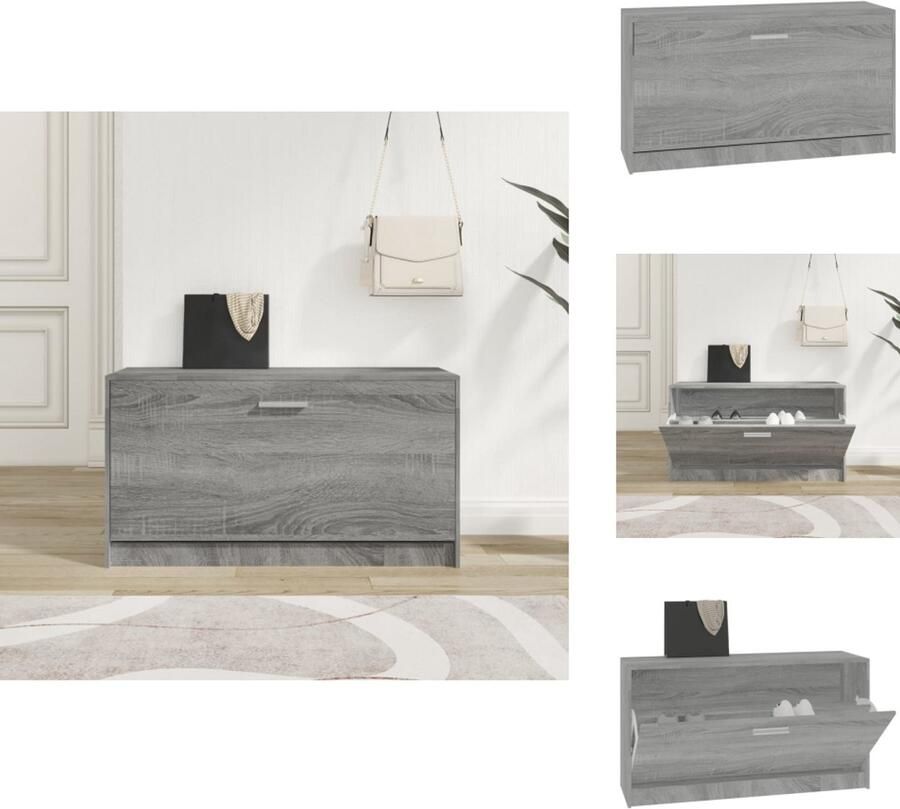 VidaXL Schoenenbank Schoenenbanken Opbergbank Schoenenkast Schoenenbank 80x24x45 cm bewerkt hout grijs sonoma eikenkleur