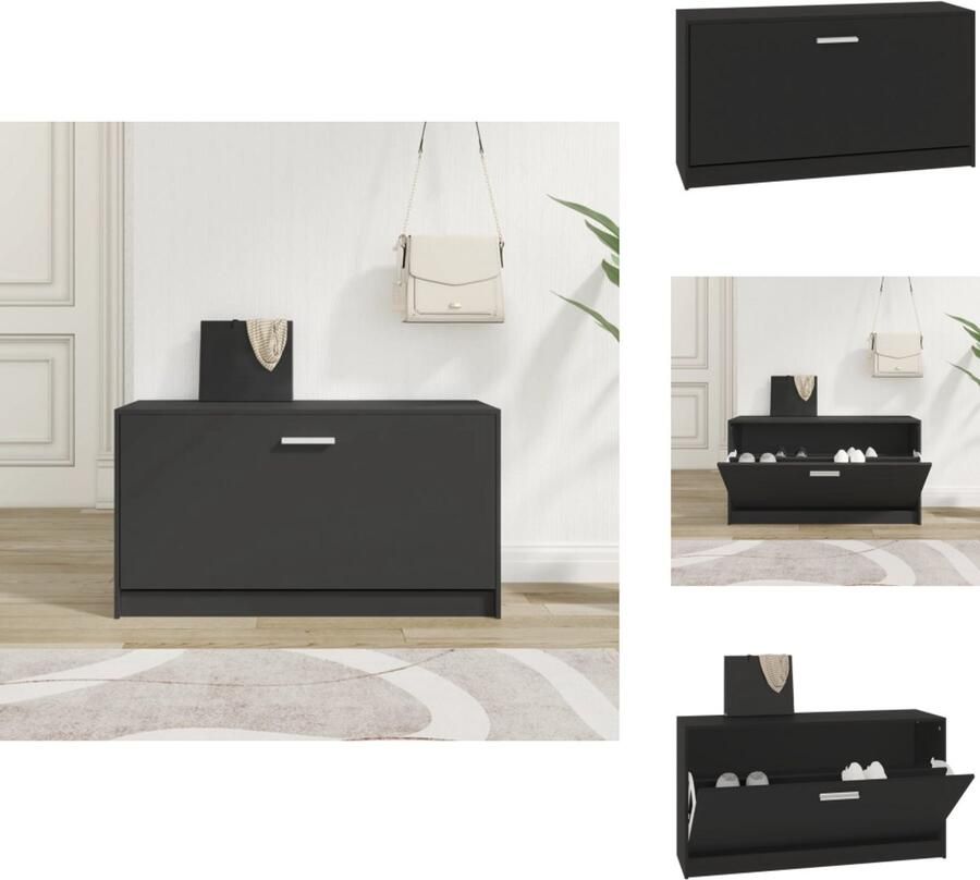 VidaXL Schoenenbank Schoenenbanken Opbergbank Schoenenkast Schoenenbank 80x24x45 cm bewerkt hout zwart