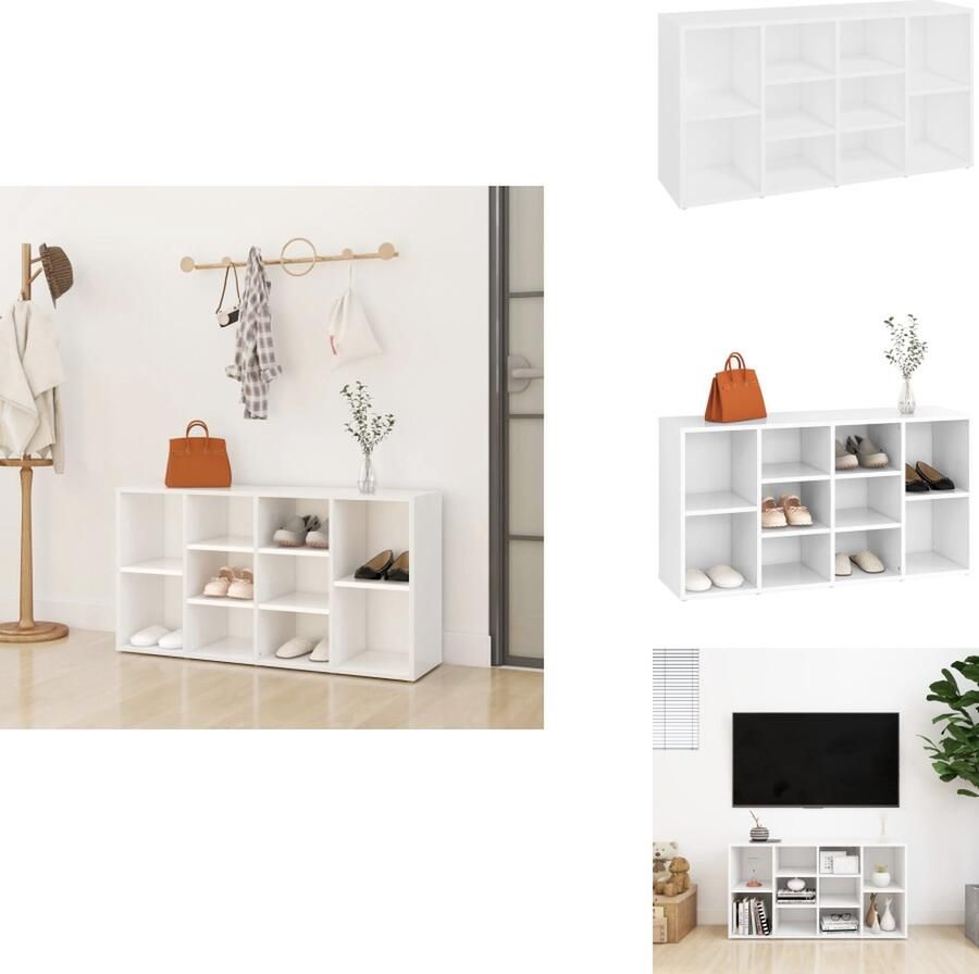 VidaXL Schoenenbank Schoenenbanken Schoenenbankje Schoenenbank 103x30x54 5 cm bewerkt hout wit