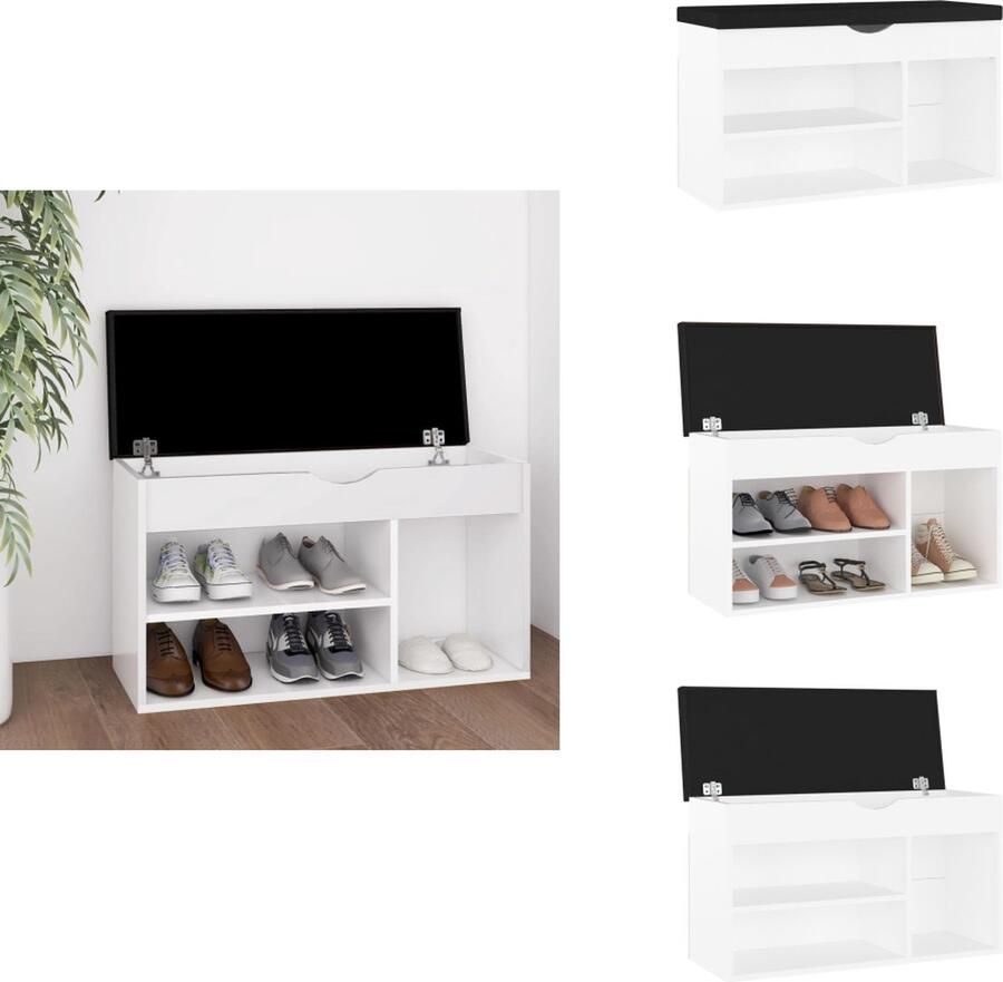 VidaXL Schoenenbank Schoenenbanken Schoenenbankje Schoenenbank met kussen 80x30x47 cm bewerkt hout wit
