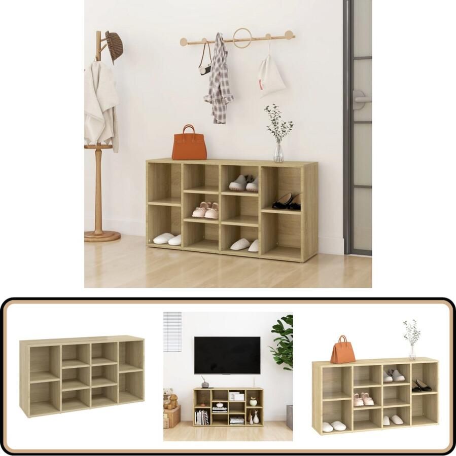 VidaXL Schoenenbank Sonoma Eiken 103x30x54 5 cm Garderobebank Schoenenbank Schoenenkast Eiken Meubilair Bruine Bank Houten Kast Bergruimte Organisatie Interieurdecoratie Livingroom Furniture Modern Design